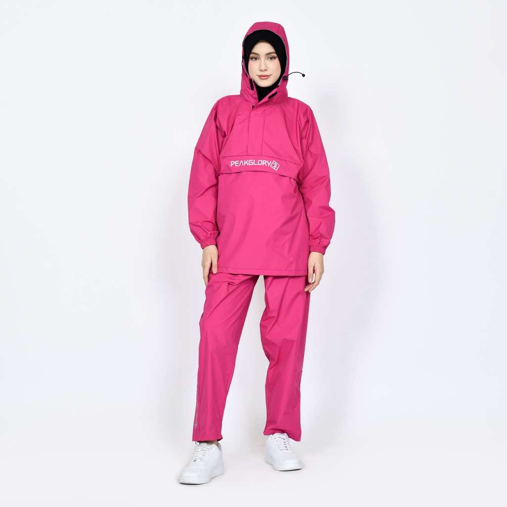 Jas Hujan PEAKGLORY Jas Hujan Pria Wanita Dewasa Anti Air Bahan Import Raincoat Saku Kangguru