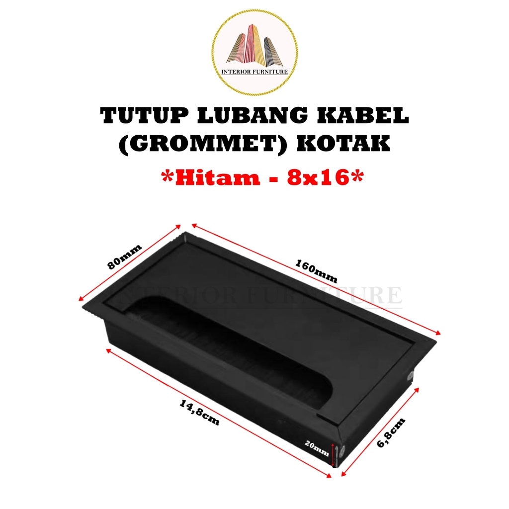 Lobang Kabel / Lubang Kabel Kotak / Lubang Grommet Bentuk Persegi Panjang Bahan Plastik Untuk Dekorasi Meja Komputer