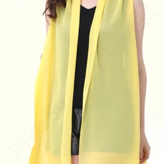 S18 Selendang Kuning Telur Scarf Plain Shawl Syal Light Yellow Polos Kain