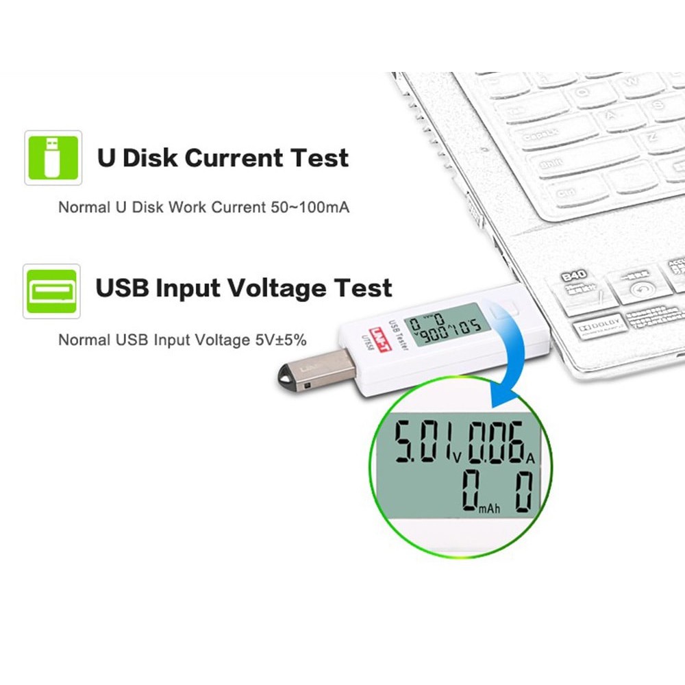 AKN88 - UNI-T UT658 - Digital LCD Portable Mini USB Tester - 9V Max