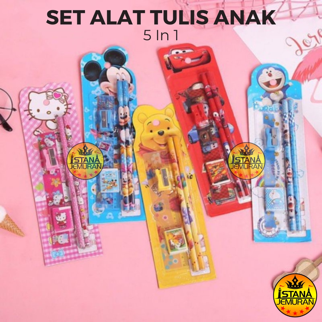 

Alat Tulis Set Lucu / Alat Tulishmurah Lengkap / Alat Tulis Sekolah Pensil Penghapus Penggaris Gunting Serutan Lem