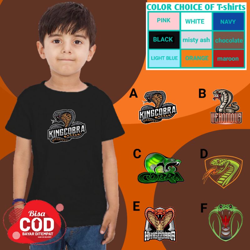 kaos anak laki laki distro ular kobra/baju anak lengan pendek king cobra/t-shirt cowo/unisex perempu