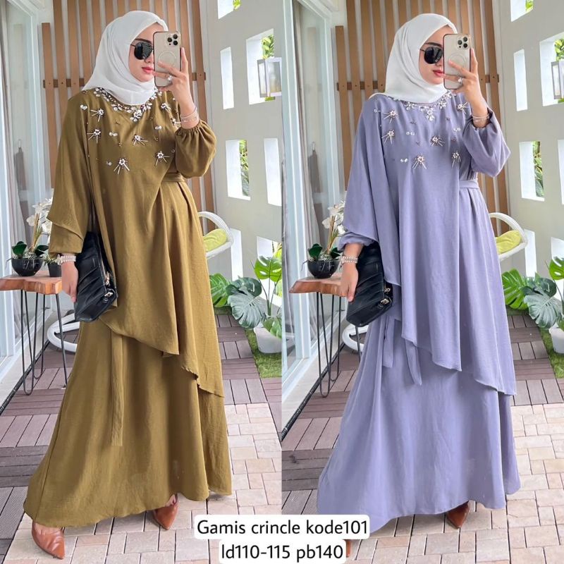 Gamis Crinkle Terbaru / Gamis Rubiah Terbaru / Gamis Jumbo Terbaru / Midi Dress Crinkle Terbaru / Mi