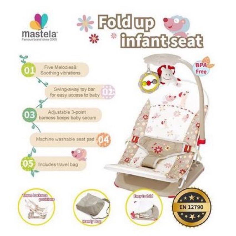 MASTELA Infant Seat with Hanger Toys and Travel Bag Pink Kursi Bayi