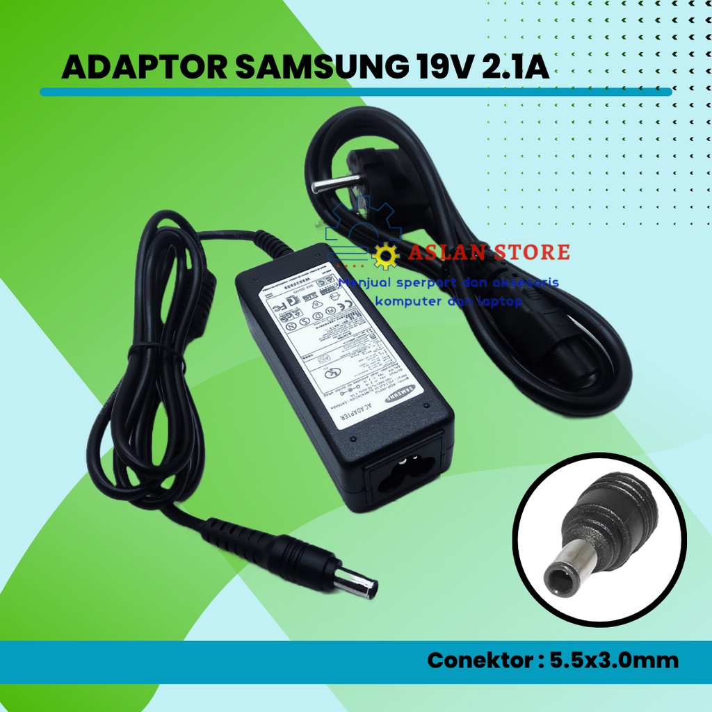 AC 40W 19V 2.1A untuk Pengisi Daya Samsung N145 N145P N148 N148P N150 N150P N208 N210 Plus N210P N218 N218P N220 N220P Adaptop Charger Samsung ORI 19v - 2.1a (BULAT JARUM) ORIGINAL