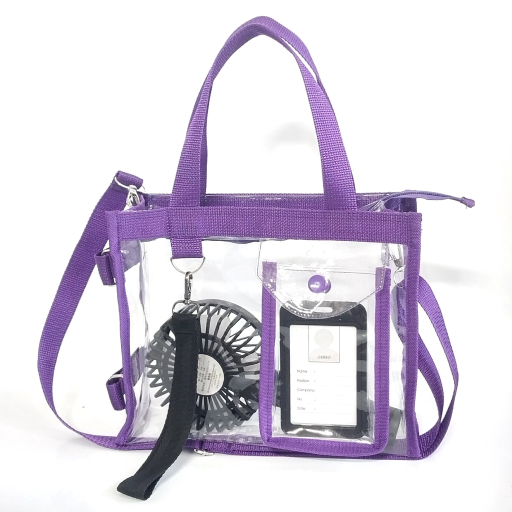 TAS SELEMPANG TRANSPARAN PVC SLING BAG / HAND BAG / TAS KONSER / TAS MIKA UNGU