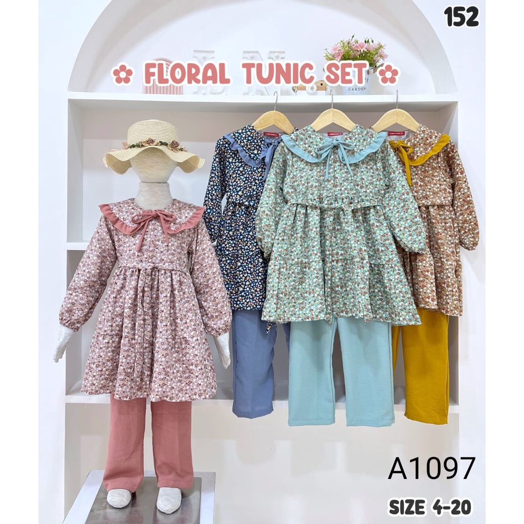 SETELAN FLORAL TUNIK ANAK SHAKILLA PREMIUM A1097