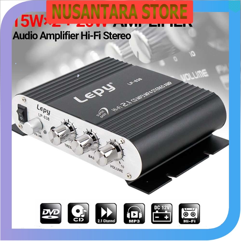 NUSANTARA - Lepy HiFi Stereo Amplifier Treble Bass Booster - LP-838