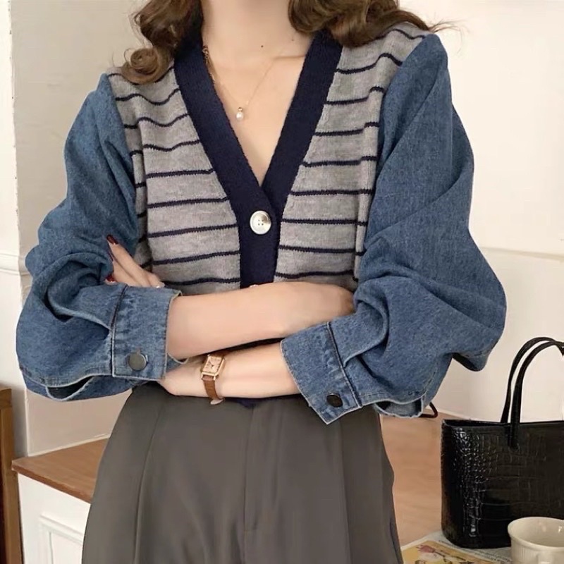 Cellina Cardigan Mix Denim IMPORT PREMIUM