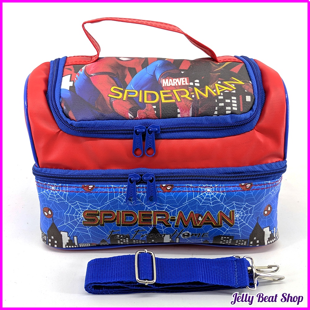 Tas Susun JUMBO Spiderman Merah Model Smiggle / Bag Lunch Box Aluminium Foil Premium