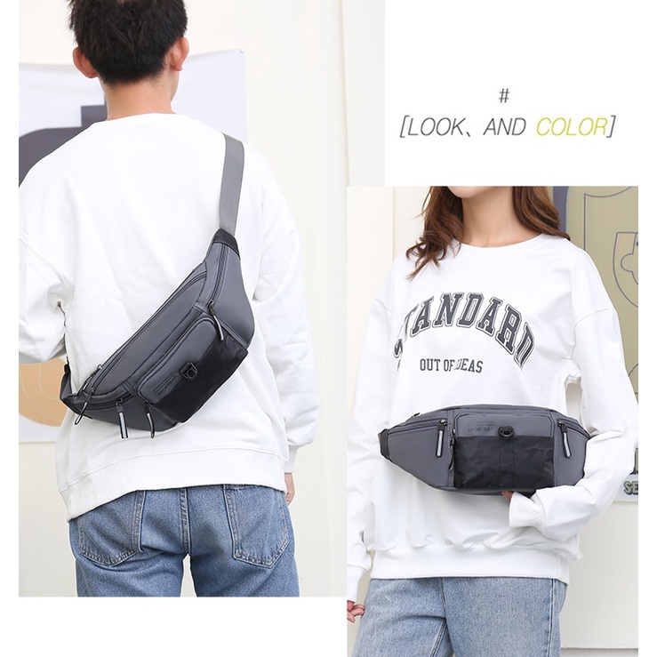 Tas Pinggang Selempang Waist Bag Pria Wanita Bahan Nylon