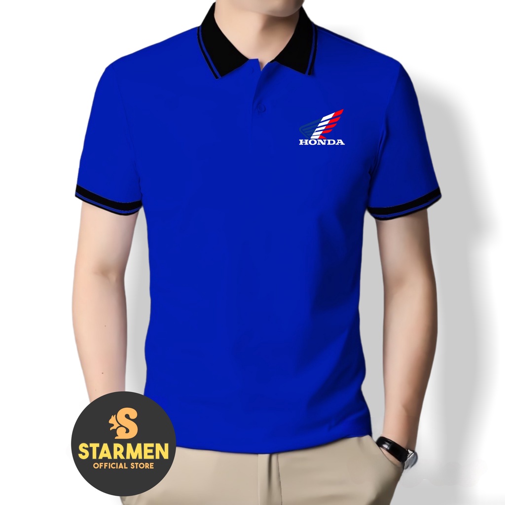 Kaos Wangki Polo Atasan Tshirt Pria Kerah Wangki Big List LOGO HONDA BLUERED