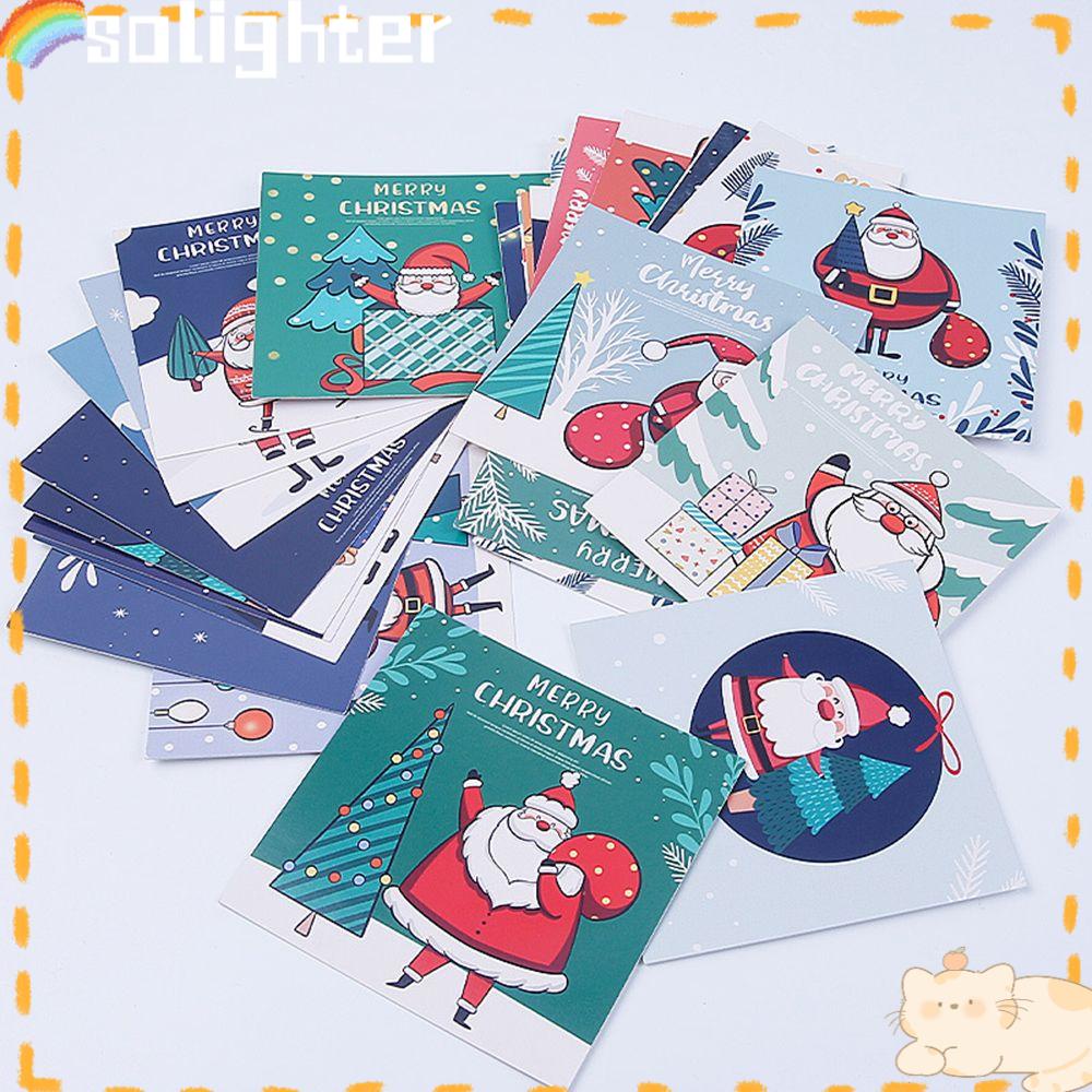 Solighter 30PCS Merry Christmas Berkah Card Gift Tahun Baru Santa Claus Kartu Pos Ucapan Mini