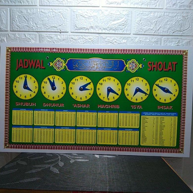 jadwal shalat /jadwal sholat manual sepanjang masa ukuran 60 X 36 cm seluruh Indonesia 90QKV8391