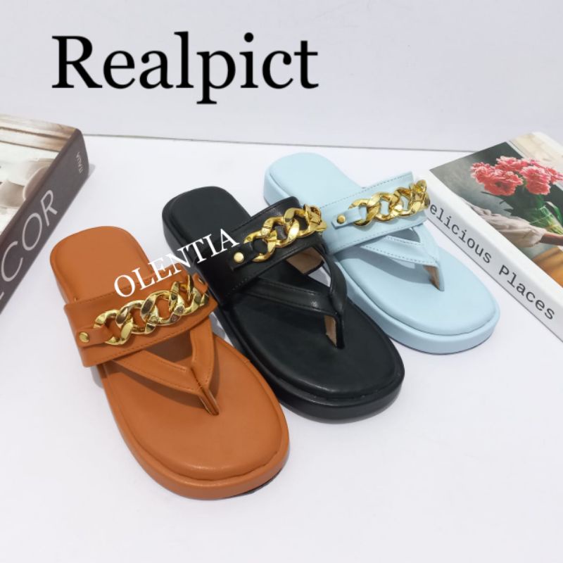 Sendal Wanita wedges platform rantai YN 01