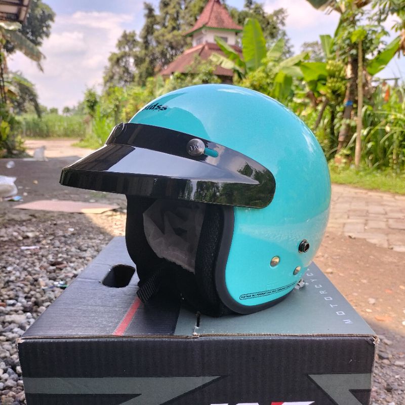 Helm Bogo Anak JM Carkidss Retro Junior Full Leher Kaca Datar Kaca Cembung Original Sni