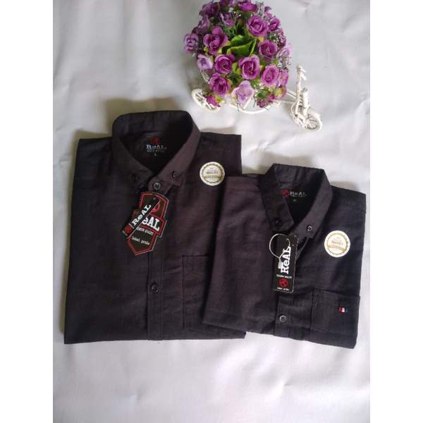 KEMEJA COUPLE AYAH &amp; ANAK WARNA HITAM KATUN SIGARET(HARGA SATUAN)