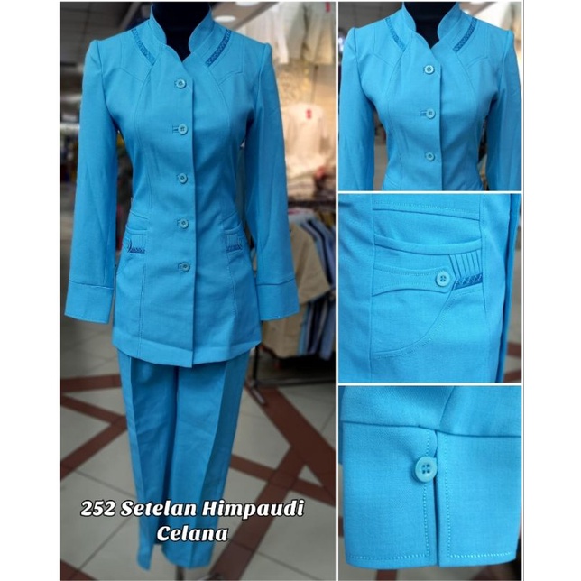 Stelan seragam biru paud  /Baju Guru Paud /blazer Biru paud