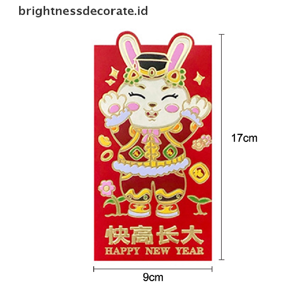 [Birth] 6pcs Festival Tahun Kelinci Cina Hongbao Bronzing Amplop Merah Kartun Anak Hadiah Uang Packing Bag Lucky Money Packing Bag [ID]