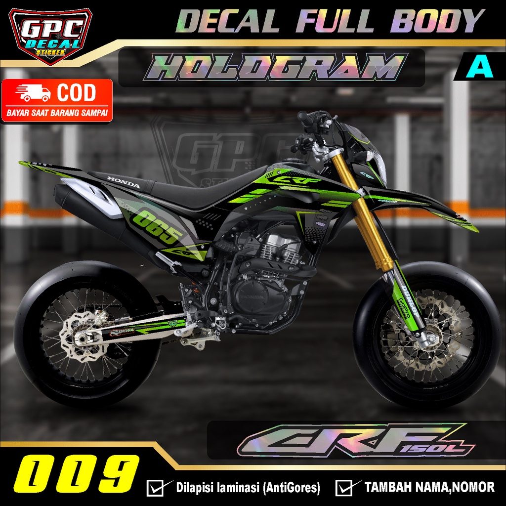 Decal Sticker Hologram Fullbody CRF 150 L - Decal Sticker Trail Stiker Supermoto Desain Minimalis GP