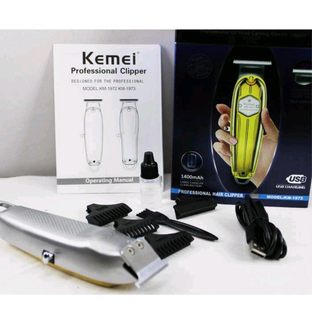 Alat Cukur Rambut Kemei KM-1973 Mesin Potong dan Pangkas Rambut Charger Hair Clipper