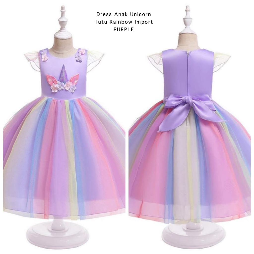 AS Dress Anak Unicorn Tutu Rainbow Import