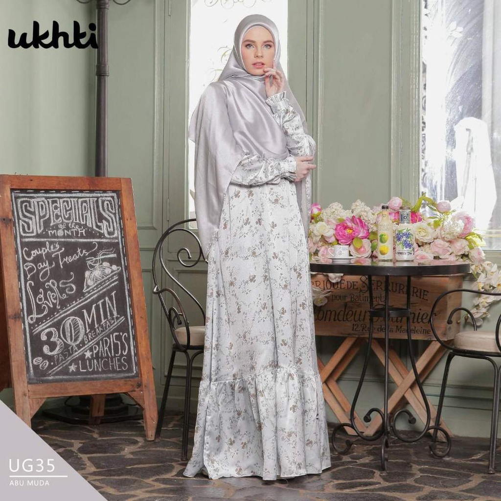 Ukhti Munira Gamis UG 35 Gamis Dewasa Limited Bahan Satin Luxury Kombinasi Jersey Premium Bagian Dad