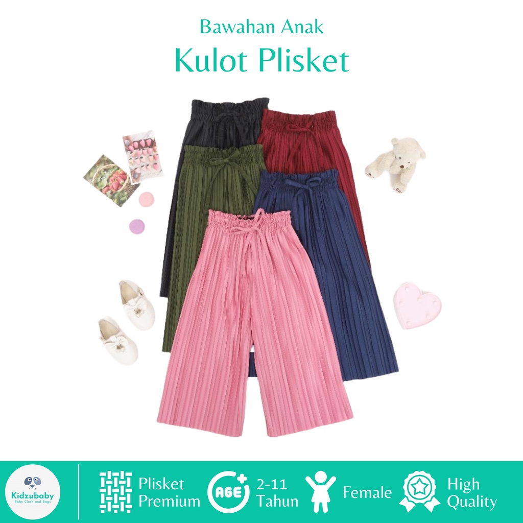 Celana Anak Perempuan|Celana Anak Kulot|Celana Anak Perempuan Kulot Plisket 2-11 Tahun Celana Kulot 