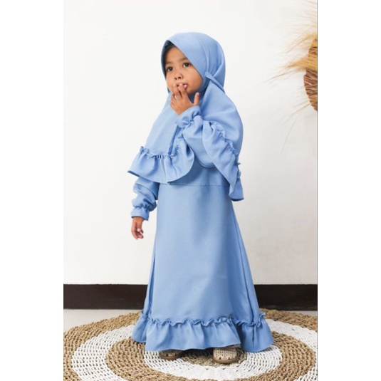 Gamis Anak Perempuan terbaru Plus jilbab baju lebaran 2023, Setelan Gamis Anak FloryCandy Original