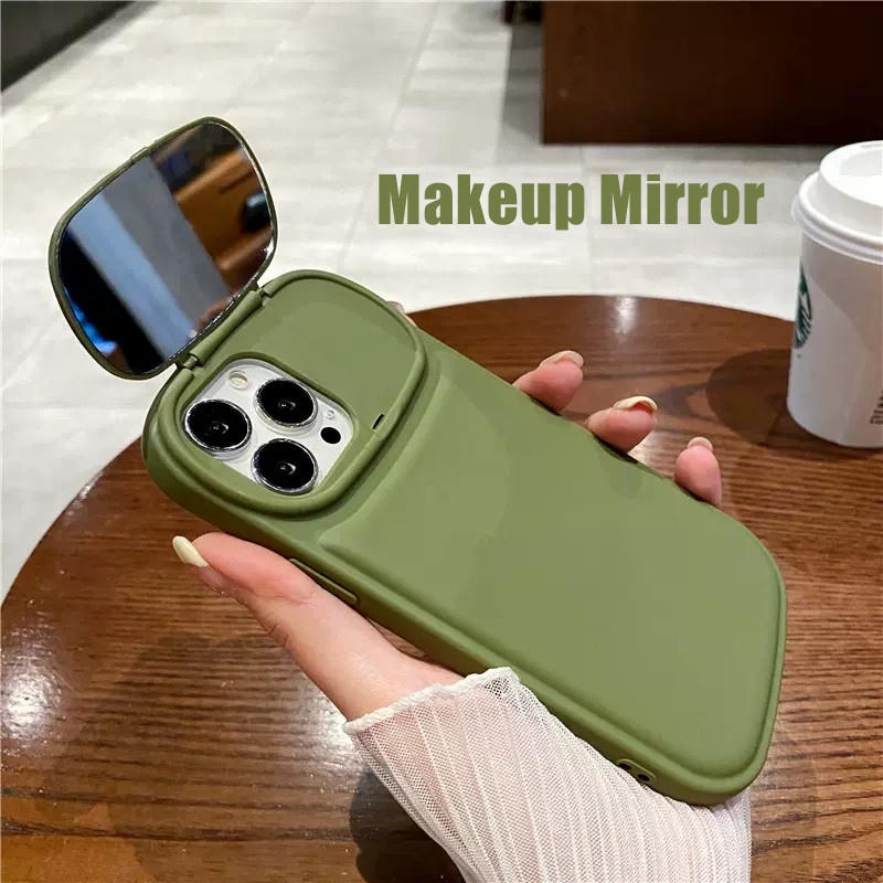 Warna Macaron Ins Makeup Cermin Kamera Perlindungan Ponsel Case Untuk iPhone 14 Pro 13 12 11 14 Pro Max XR XS Max X Lembut Silikon Cover Casing