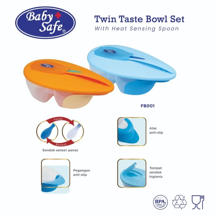 BABYSAFE Twin Taste Bowl BF001 Mangkok Bayi Bersekat Sendok Sensor