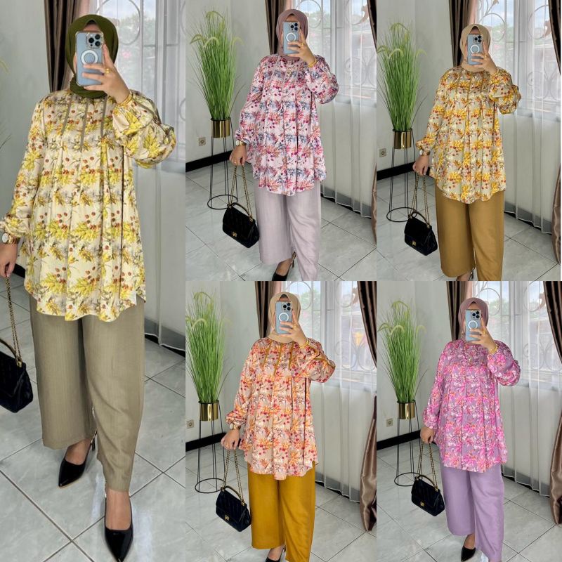 ONE SET BATIK SETELAN CELANA BAHAN SUTRA ARMANI SILK PREMIUM