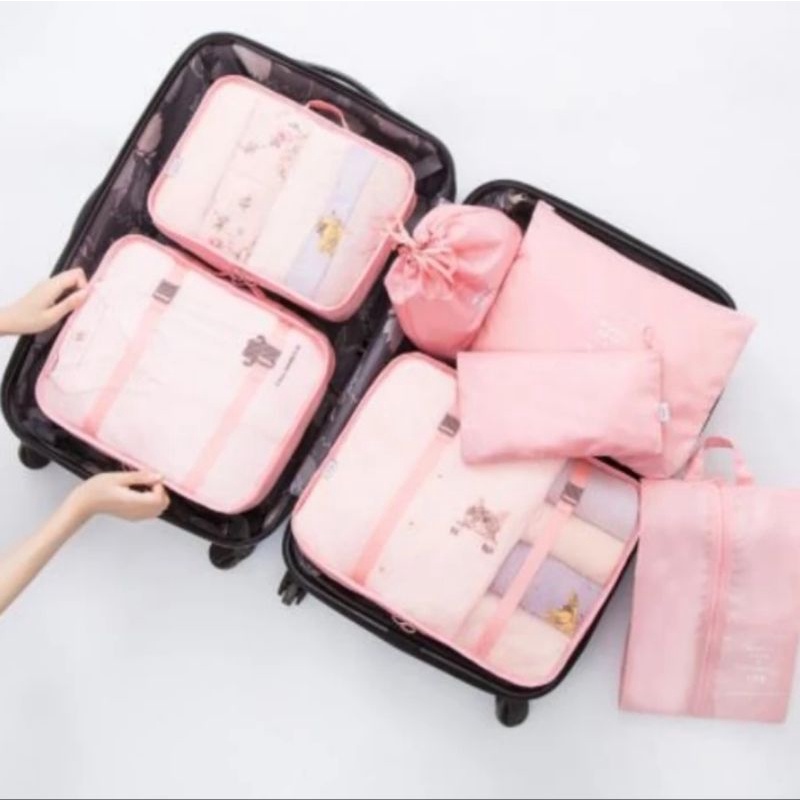 Korean 7in1 Travel Organizer Luggage Bag with BELT/ Tas Travel dgn Belt