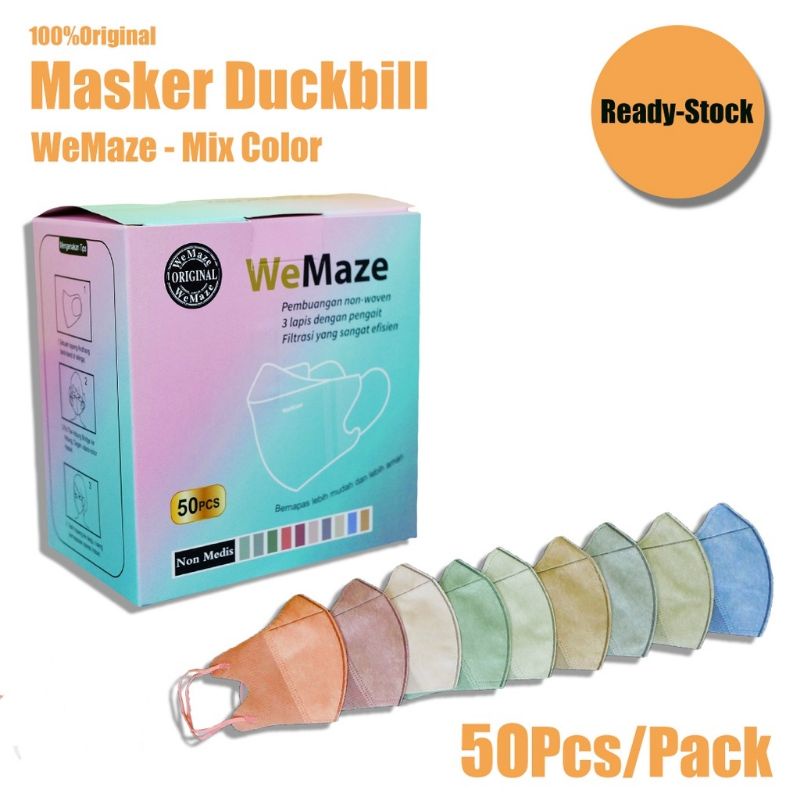 Original Masker Duckbill 4ply Careion warna 1box isi 50pcs Exp Baru
