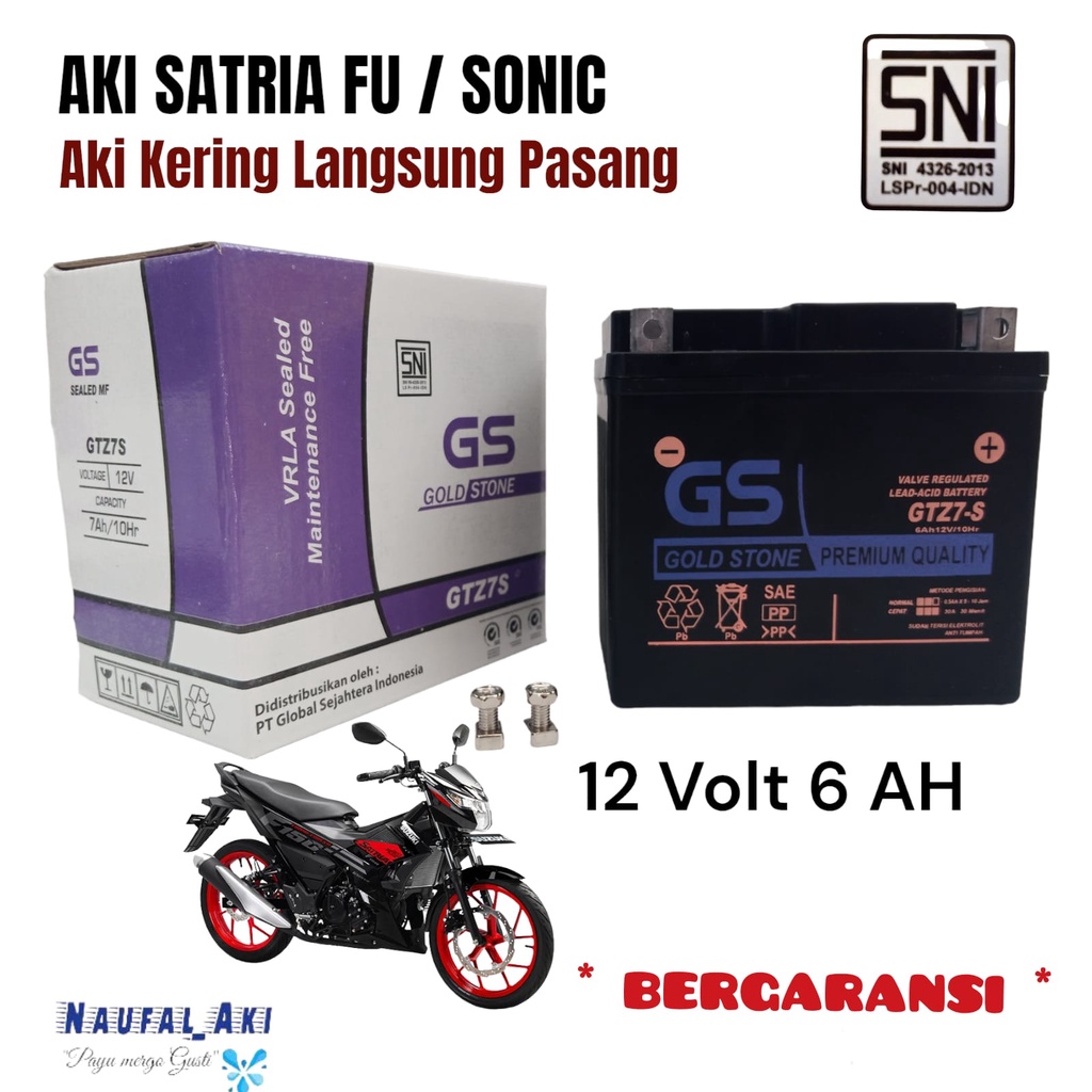 Jual Aki Motor Honda SONIC / Satria FU GS GTZ7 Aki Kering Langsung