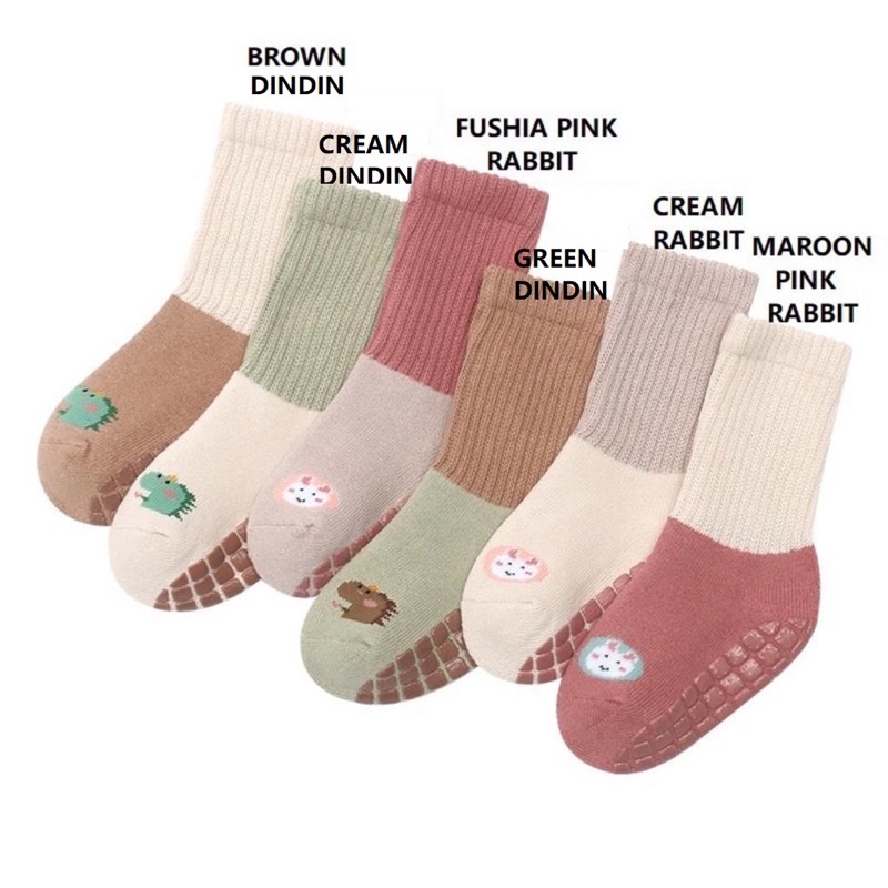 Kaos Kaki Antislip Anak  Dua Model Dino/Kelinci / Kids Baby Toddler Socks