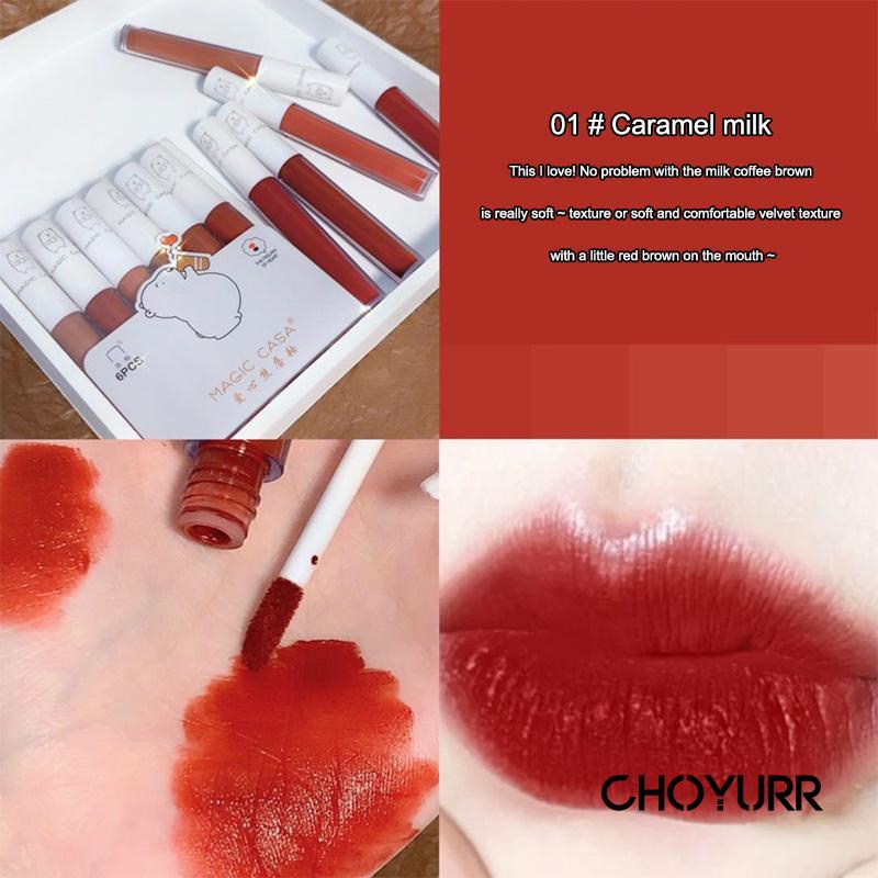 【COD】6-in-1 Set Matte Lip Gloss Tahan Lama Lip Cream Matte Lembut Soft Mist Korean Original Import Murah-CH