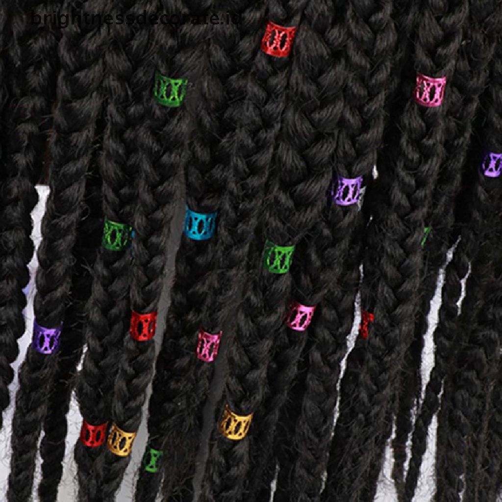 [Birth] 100 Pcs Manik-Manik Kepang Rambut Dapat Disesuaikan Gimbal Beads Braid Rings Manset Klip Tabung [ID]