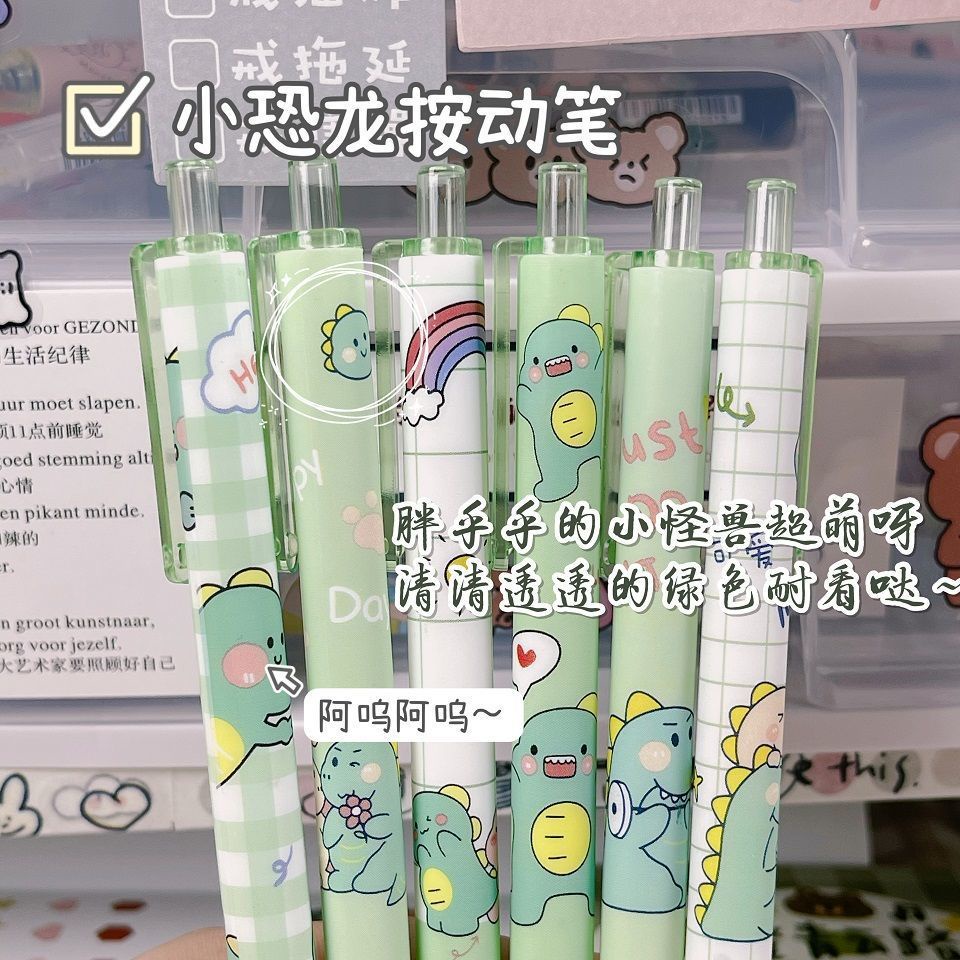 6pc/set Siswa Sekolah Kartun Tahan Air Tangan Akun Perekat Dispensing Pen Pena Titik Bergerak Perekat Pena