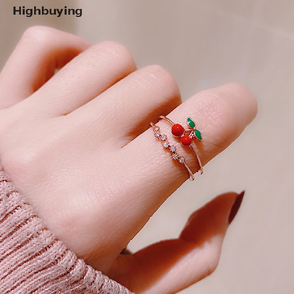 Hbid Gadis Gaya Jepang Korea Strawberry Cherry Pembukaan Cincin Kepribadian Perhiasan Glory