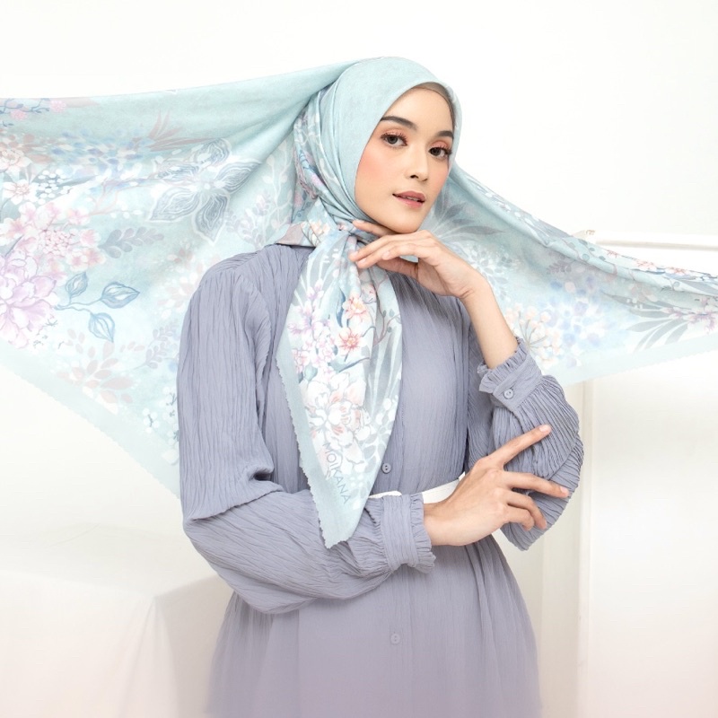ENCHANTED GARDEN - SAGE GREEN - VOILE SQUARE / PRINTING SCARF / PRINTING HIJAB / VOAL PRINTING