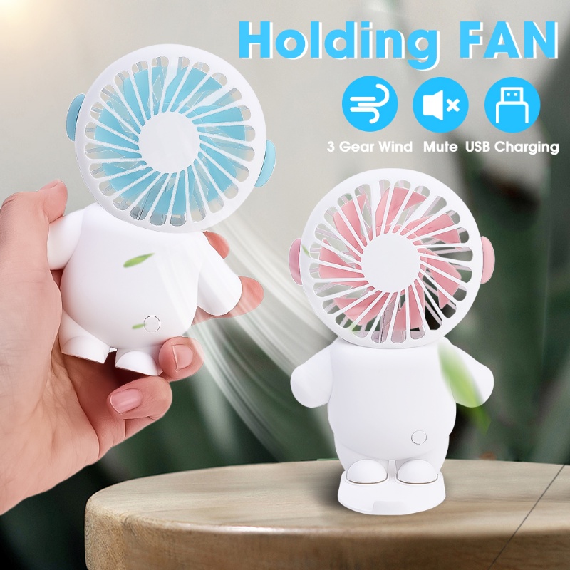 Kipas Astronot Mini Dengan Phone Holder Handheld USB Charging Fans Three-speed Adjustable Cooler Portable Alat Listrik Kecil Cocok Sekolah Kantor Traveling