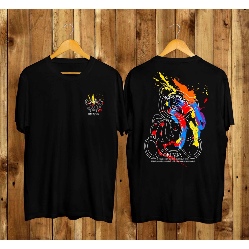 kaos PRIA ABSTRACK BEAR RAINBOW / KAOS KATUN / BAJU PRIA MURAH / KAOS SABLON /kaos ngopi bareng/kaos