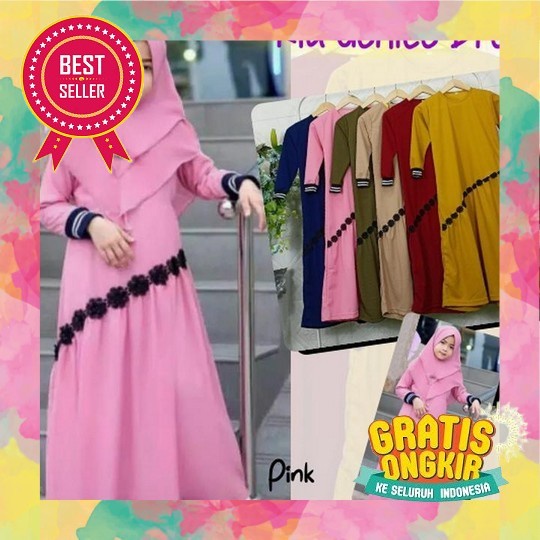 Dress Gamis Muslim Set Hijab Anak Perempuan Motif Karakter Bts Bt21 2-10 Tahun Gogofashion 619 Kid G