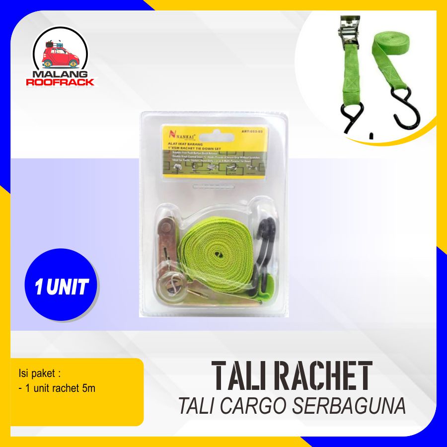 Tali Pengikat Barang Motor Webbing Nankai Cargo Lashing Belt Ratchet Tie Down Trackbelt 1x5M 5 Meter