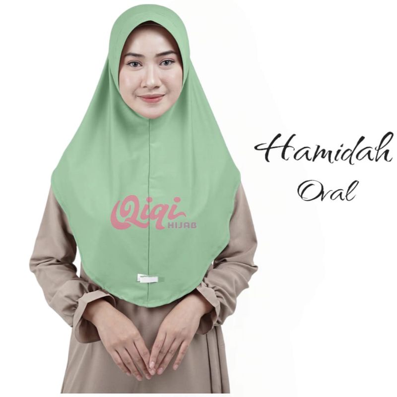 [ Qiqi hijab ] HAMIDAH OVAL GRADE A••hijab instan oval••hijab instan jersey premium