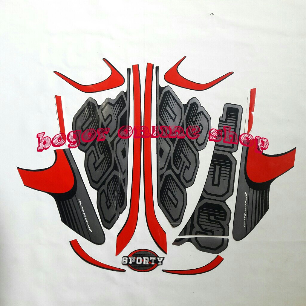 sticker striping body motor scoopy sporty 2017 full hitam-merah