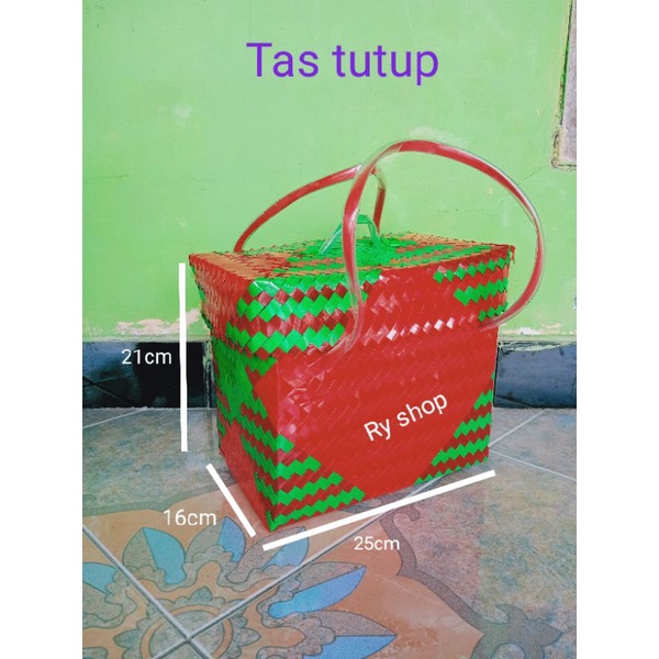 Tas anyaman plastik/TAS ANYAMAN TUTUP KACA/tas belanja/tas hajatan/tas serbagun/ tas pasar/tas tutup