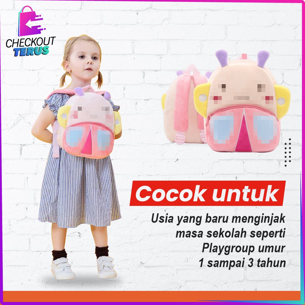 CT T41 Tas Ransel Anak Backpack Anak Karakter Hewan Bahan Boneka Ransel Anak Sekolah Karakter Animal