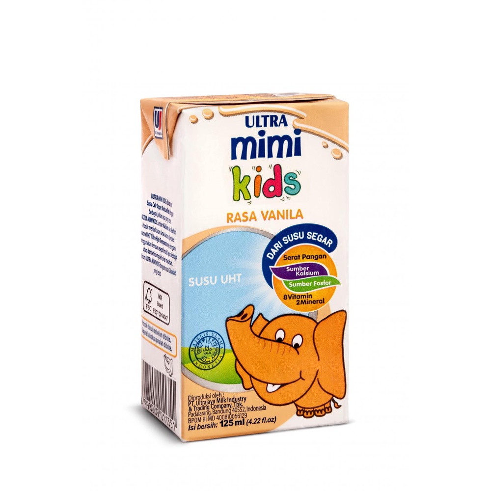 Susu Ultra Mimi Kids UHT Anak Cokelat / Full Cream / Strawberry 125 ml